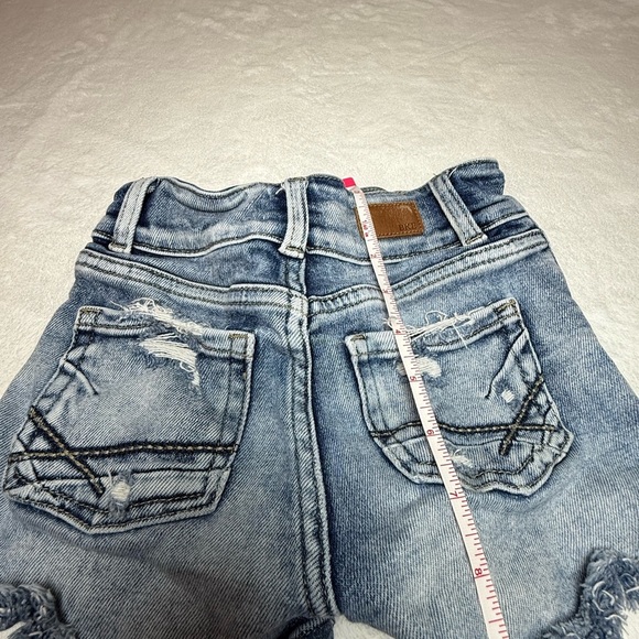 BKE Blue Distressed Jean Shorts with Elastic Adjustable Waistband - Picture 10 of 11